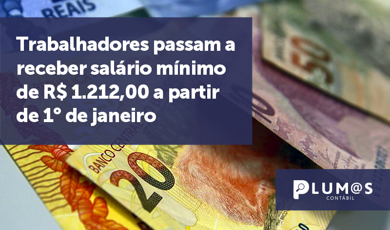 banner 01 salário mínimo 2022 - Trabalhadores passam a receber salário mínimo de R$ 1.212,00 a partir de 1° de janeiro
