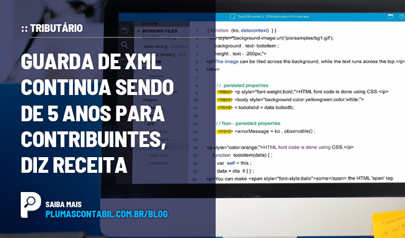 banner 10 XML copiar - :: TRIBUTÁRIO – Guarda de XML continua sendo de 5 anos para contribuintes, diz Receita.